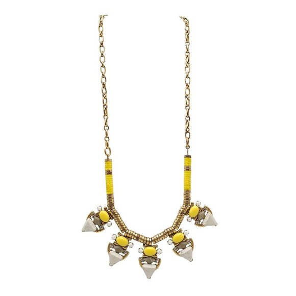 Stella and Dot Pavilion Yellow White Statement Necklace 27 in - Picture 1 of 6